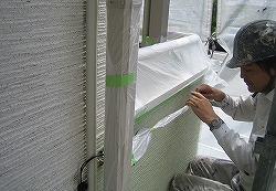 静岡市駿河区外壁塗装工事の各部養生作業をしました