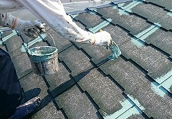 藤枝市のガイナ外壁屋根塗装工事、ガイナ屋根中塗りレポート